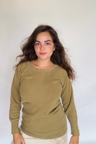 Vintage Army Green Heavy Weight Wool Sweatshirt Selected by Atlantic Vintage