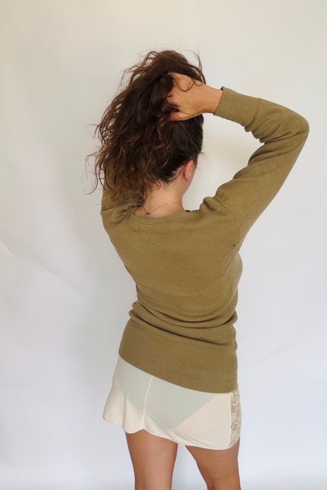 Vintage Army Green Heavy Weight Wool Sweatshirt Selected by Atlantic Vintage #1