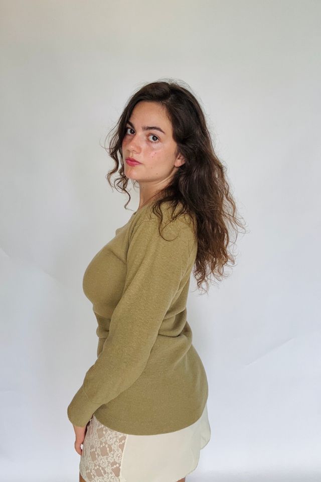 Vintage Army Green Heavy Weight Wool Sweatshirt Selected by Atlantic Vintage #2
