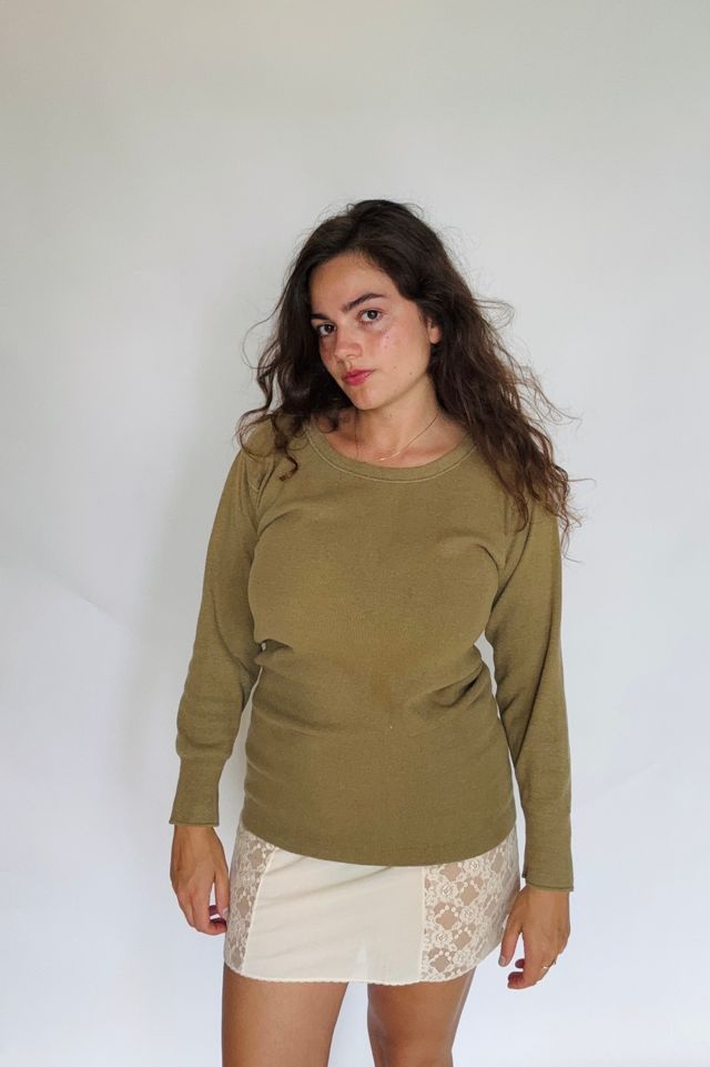 Vintage Army Green Heavy Weight Wool Sweatshirt Selected by Atlantic Vintage #3