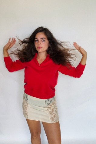 Vintage Cherry Red Half Zip with Collar Sweatshirt Selected by Atlantic Vintage
