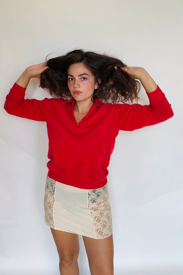 Vintage Cherry Red Half Zip with Collar Sweatshirt Selected by Atlantic Vintage #3