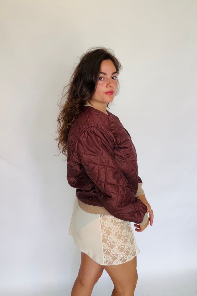 Vintage Brown Quilted Bomber Jacket Selected by Atlantic Vintage #1