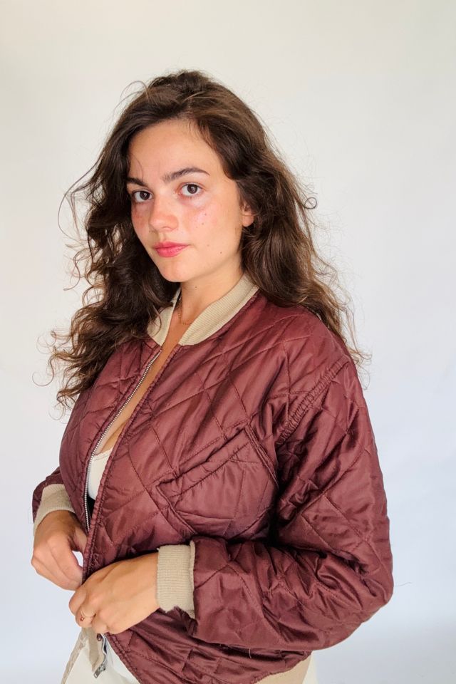 Vintage Brown Quilted Bomber Jacket Selected by Atlantic Vintage #2