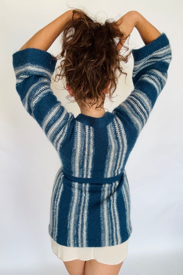 Vintage Handknit Mohair Striped Shawl Sweater Jacket Selected by Atlantic Vintage #3