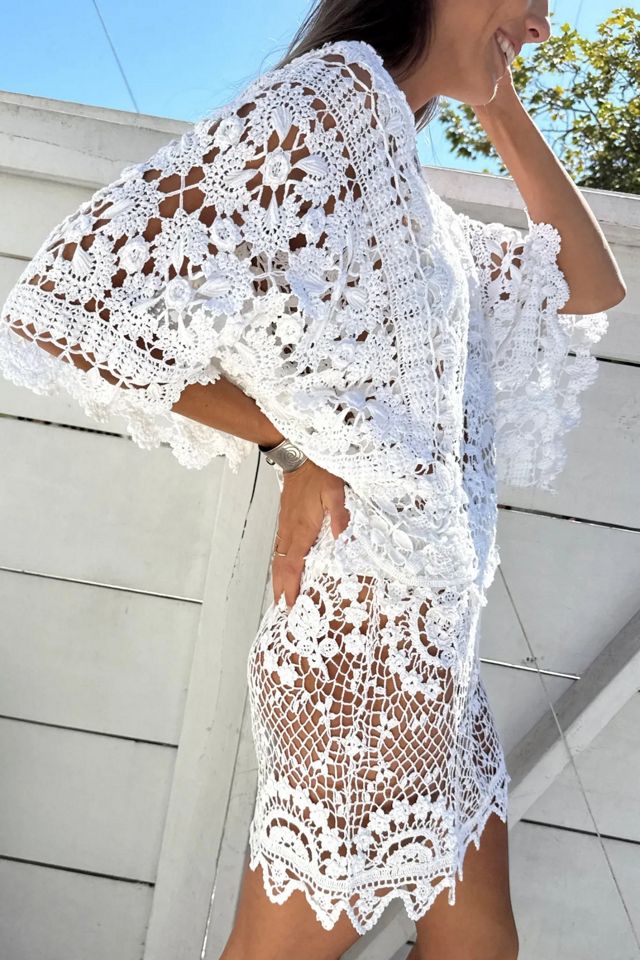 Hand Crochet Dolman Sleeve Top Selected by Madly Vintage #1
