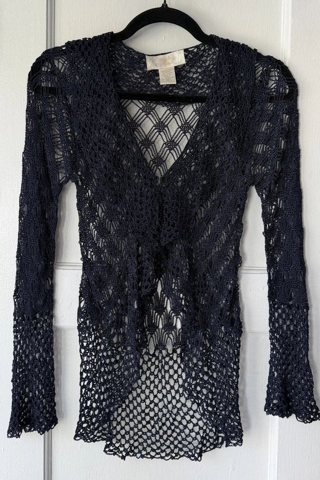 90s Maroon Crochet Blouse Selected by Madly Vintage #3