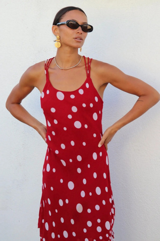 90s Polka Dot Bias Cut Dress Selected by Madly Vintage