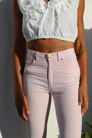 Moschino 90s Pink Gingham Pants Selected by Madly Vintage