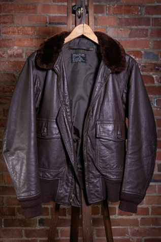 Женская куртка Black Shag Vintage USN G-1 Brown Leather Bomber Jacket Selected, цвет: Коричневый — фото 2