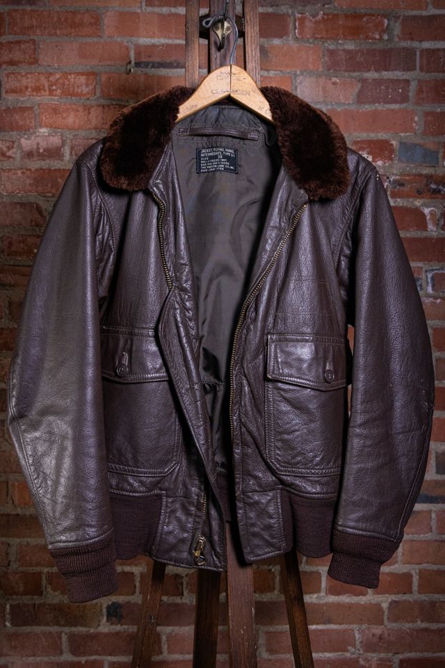 Vintage USN G-1 Brown Leather Bomber Jacket Selected by Black Shag Vintage #1