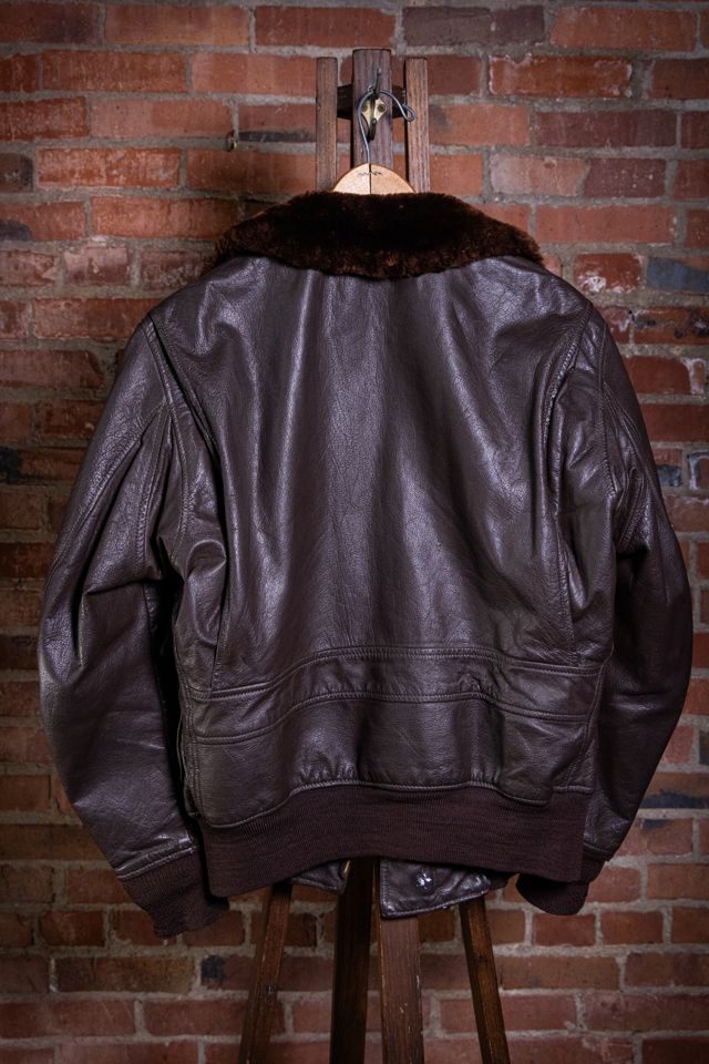 Vintage USN G-1 Brown Leather Bomber Jacket Selected by Black Shag Vintage #2