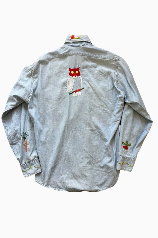 Vintage 1970s Embroidered Hippy Levis Chambray Long Sleeve Shirt Selected By Vintage Warrior #2