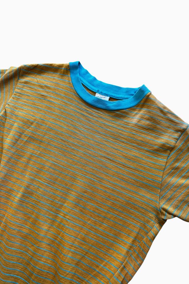 Vintage 1960s Mustard Stripe T Shirt Selected By Vintage Warrior #1