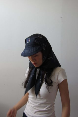 Highdive THE EDIE Scarf Hat in Retro Postage Print