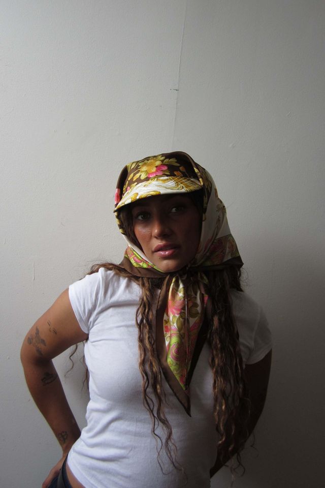 Highdive one-of-a-kind THE EDIE Scarf Hat in Autumn Bloom Chains Print #2