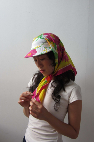 Highdive one-of-a-kind THE EDIE Scarf Hat in Late Summer Garden Print