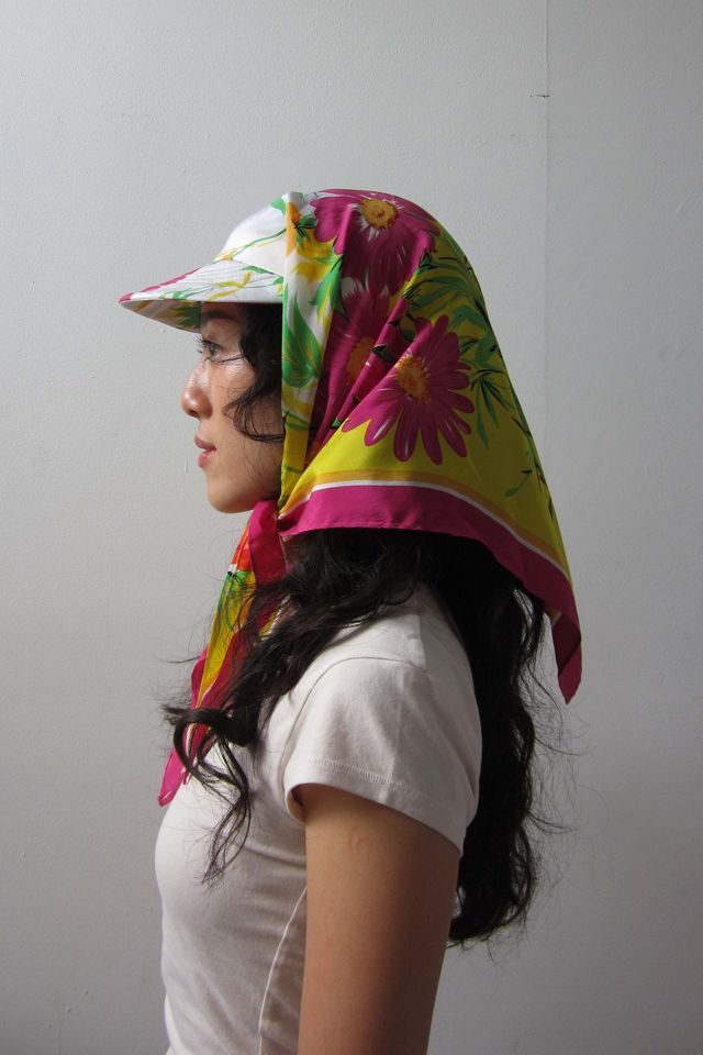 Highdive one-of-a-kind THE EDIE Scarf Hat in Late Summer Garden Print #1