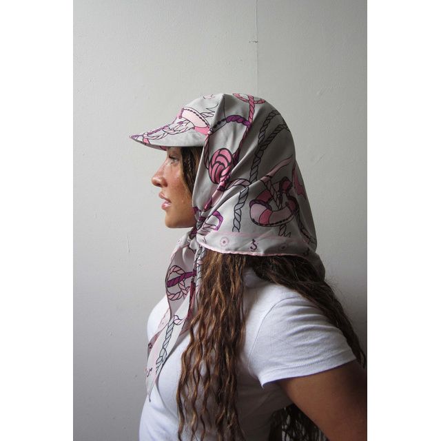Highdive one-of-a-kind THE EDIE Scarf Hat in girly nautical print scarf #2