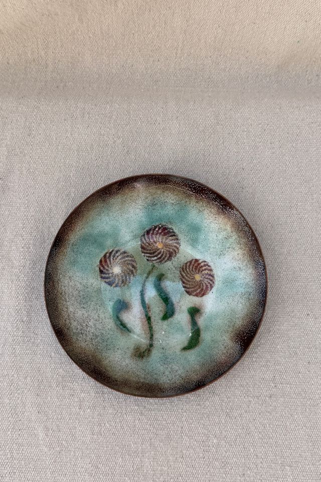 Vintage Enamel-On-Copper Floral Dish Selected by Bohhaus #1