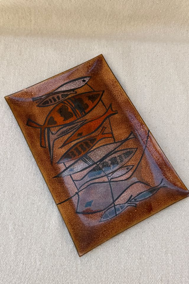 Vintage Enamel-On-Copper Rectangular Dish Selected by Bohhaus #1