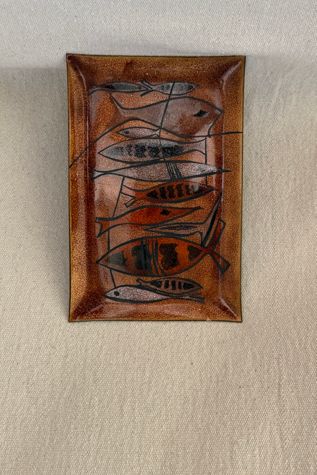 Vintage Enamel-On-Copper Rectangular Dish Selected by Bohhaus
