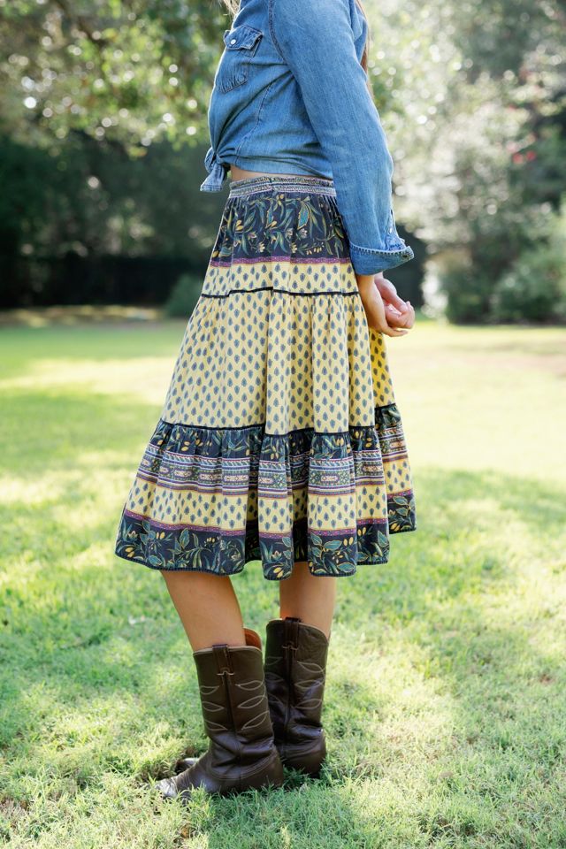 1980s Yellow French Provencal Tiered Skirt by Lauren Owen of Texas #2