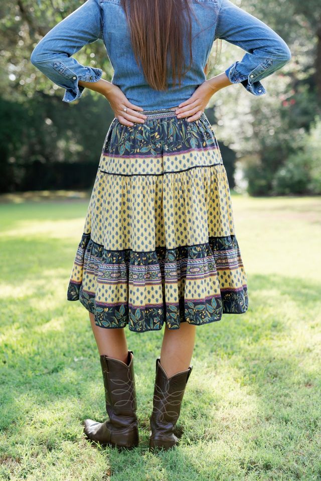 1980s Yellow French Provencal Tiered Skirt by Lauren Owen of Texas #3