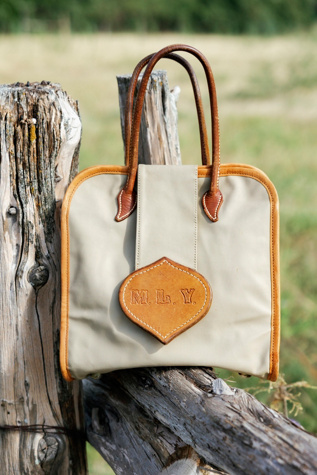 1980s "M.L.Y." Tan Canvas Top-Handle Satchel by Lauren Owen of Texas
