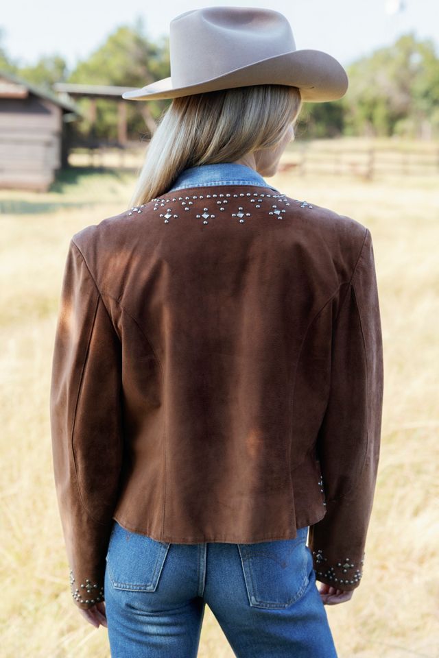 1990s Chesnut Embellished Suede Open-Front Jacket by Lauren Owen of Texas #2