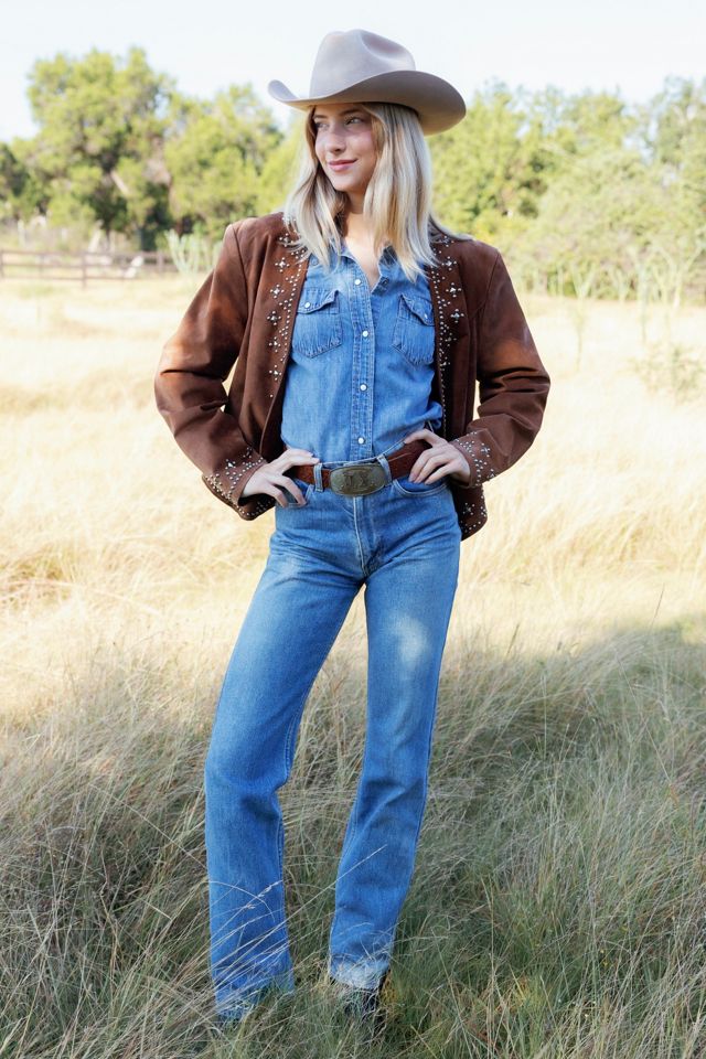 1990s Chesnut Embellished Suede Open-Front Jacket by Lauren Owen of Texas #3