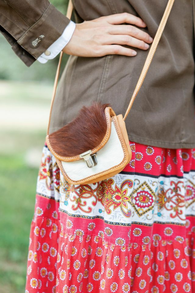1970s Cowhide and Leather Mini Crossbody Bag by Lauren Owen of Texas #1