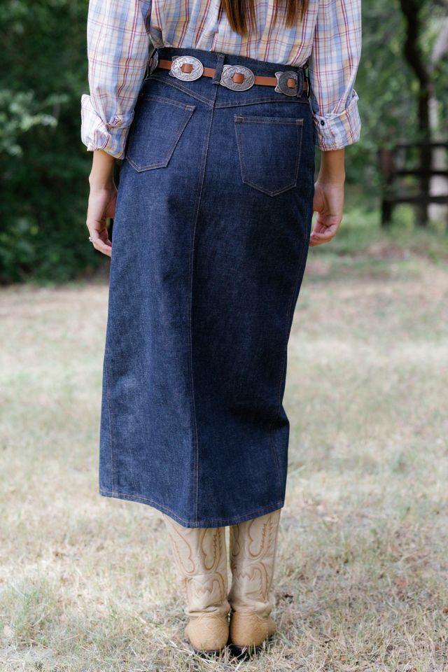 1990s Dark Wash Denim Maxi Skirt by Lauren Owen of Texas #2