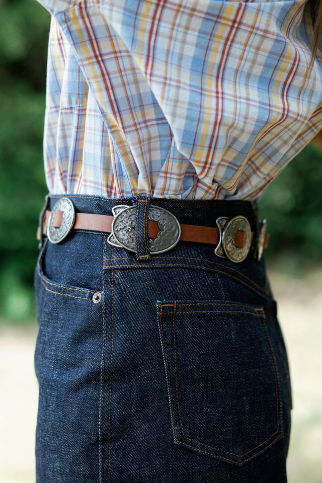 1980s Tony Lama Floral Engraved Concho Belt by Lauren Owen of Texas #1