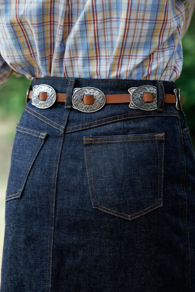 1980s Tony Lama Floral Engraved Concho Belt by Lauren Owen of Texas #2