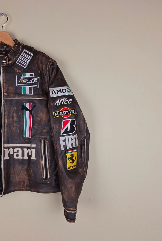 Distressed Vintage Kimi Era Ferrari Cropped Leather Jacket Selected By Igala Vintage #1