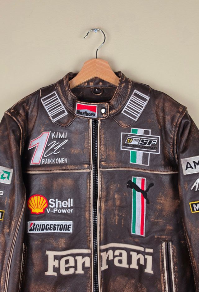 Distressed Vintage Kimi Era Ferrari Cropped Leather Jacket Selected By Igala Vintage #2
