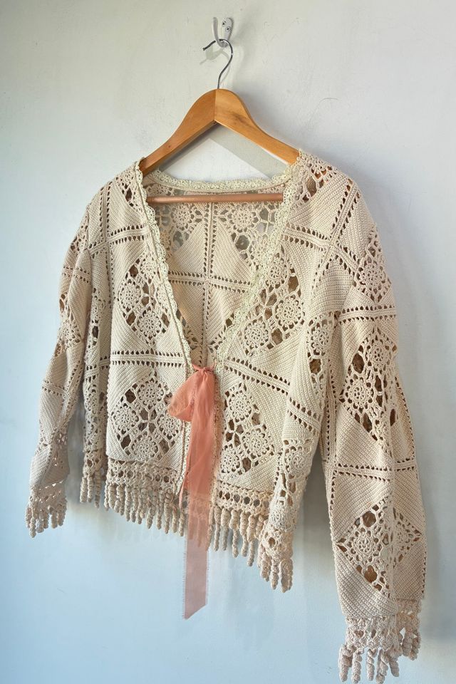 Vintage Sheer Cream Crochet Jacket Selected by The Curatorial Dept. #1