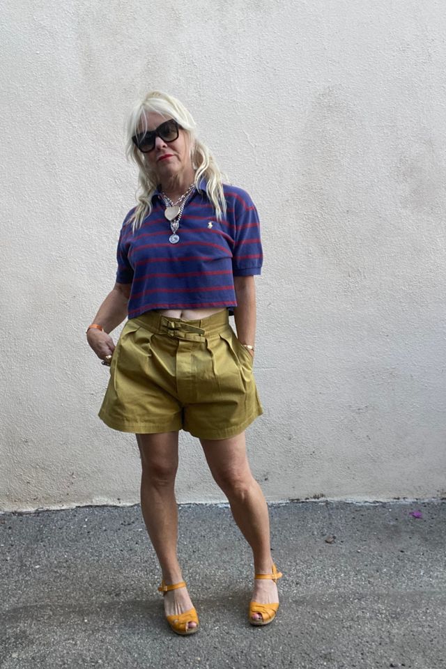 Ralph Lauren Cropped Navy Striped Polo Shirt Selected by The Curatorial Dept. #1