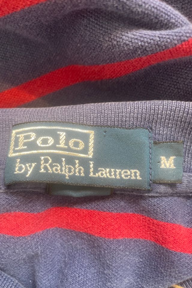 Ralph Lauren Cropped Navy Striped Polo Shirt Selected by The Curatorial Dept. #3