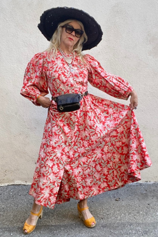 Doen Red Floral Print Maxi Dress Selected by The Curatorial Dept.