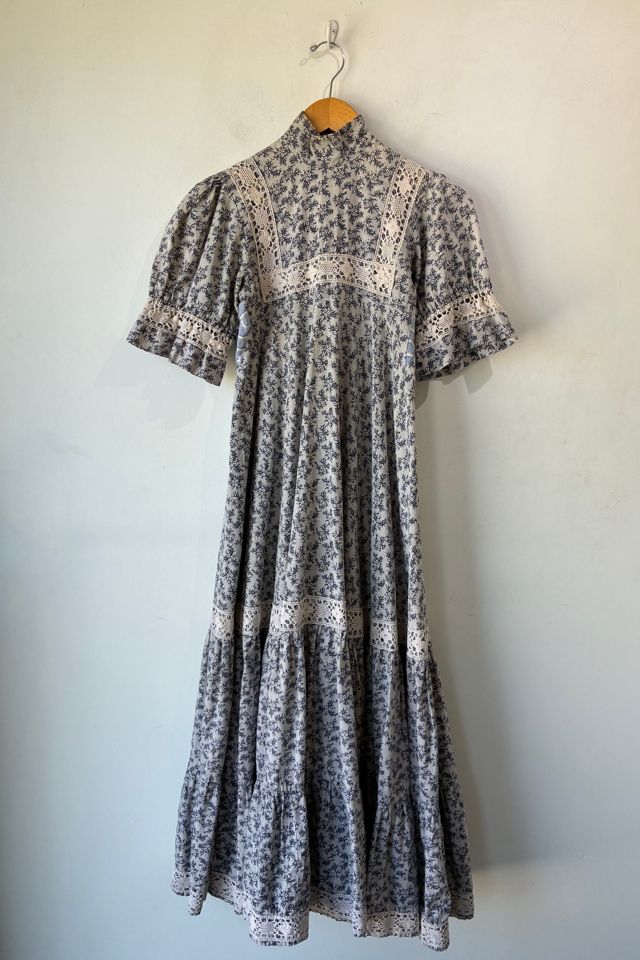 Early Laura Ashely Blue Calico Maxi Dress Selected by The Curatorial Dept. #1