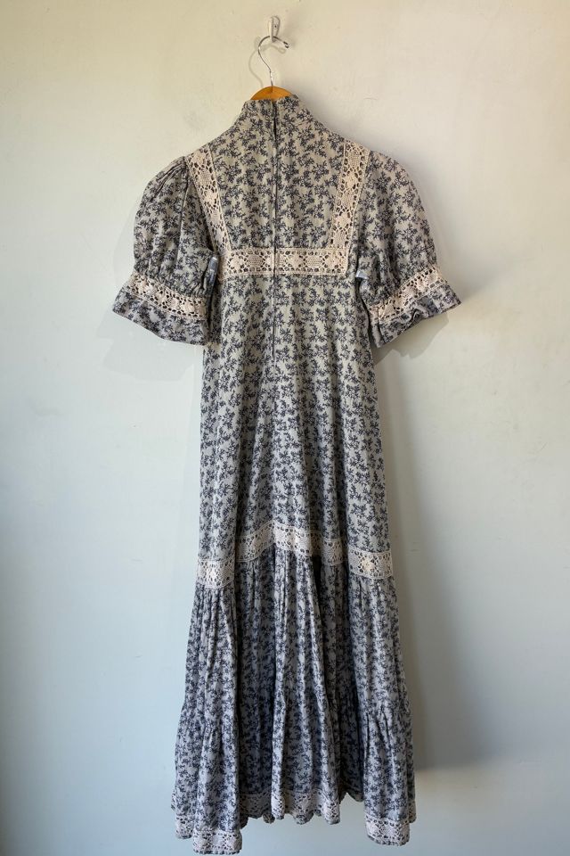 Early Laura Ashely Blue Calico Maxi Dress Selected by The Curatorial Dept. #2