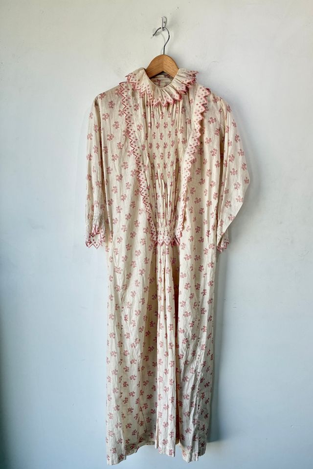 Antique Victorian White Pink Ruffle Neck Dress Selected by The Curatorial Dept. #1