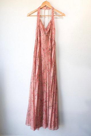 Vintage Mary Lou's Bridal Pleated Halter Dress Selected by The Curatorial Dept.