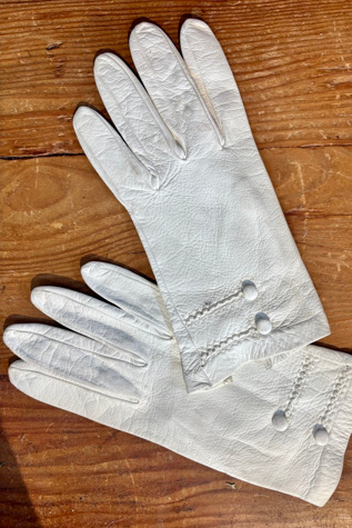 Vintage White Leather Gloves Selected by The Curatorial Dept