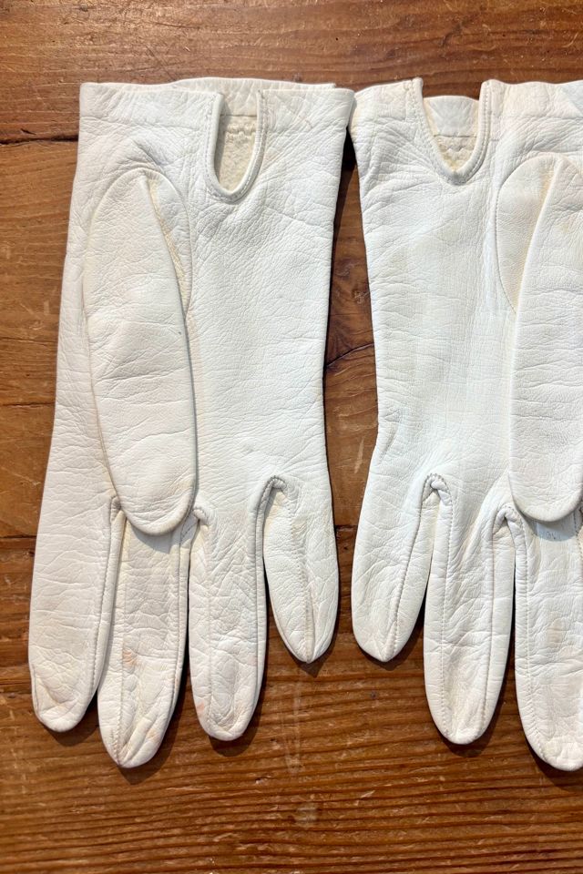 Vintage White Leather Gloves Selected by The Curatorial Dept #1