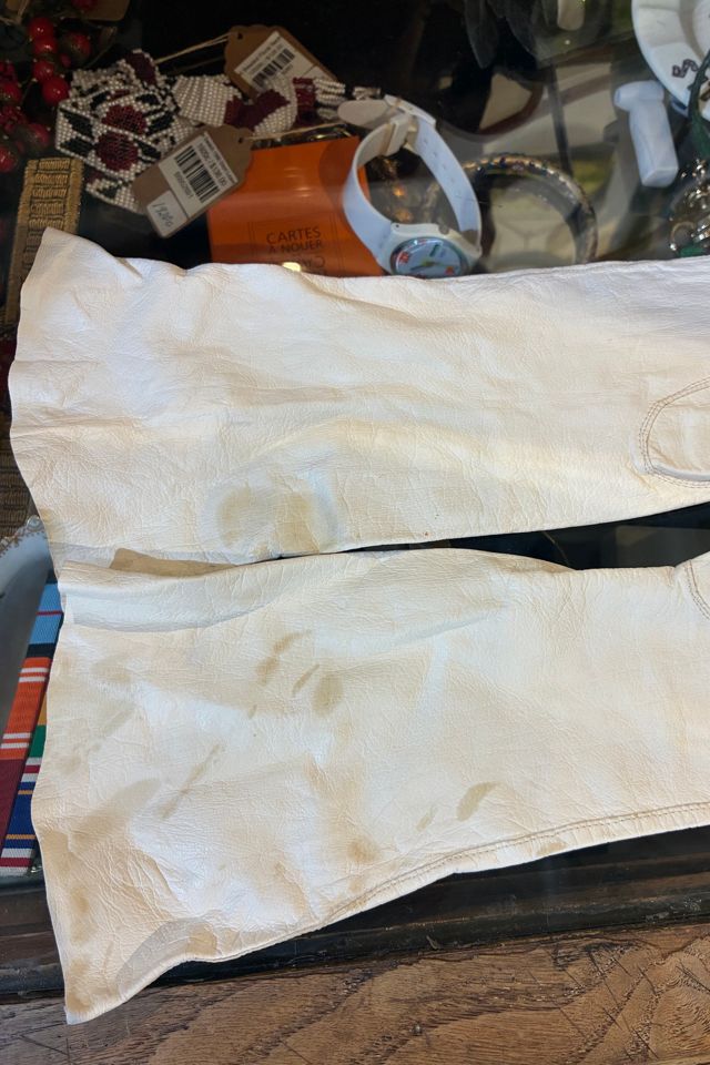 Vintage Long White Leather Gloves Selected by The Curatorial Dept. #2
