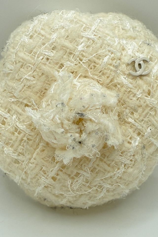CHANEL Ecru Tweed Camellia Brooch Selected by The Curatorial Dept. #2