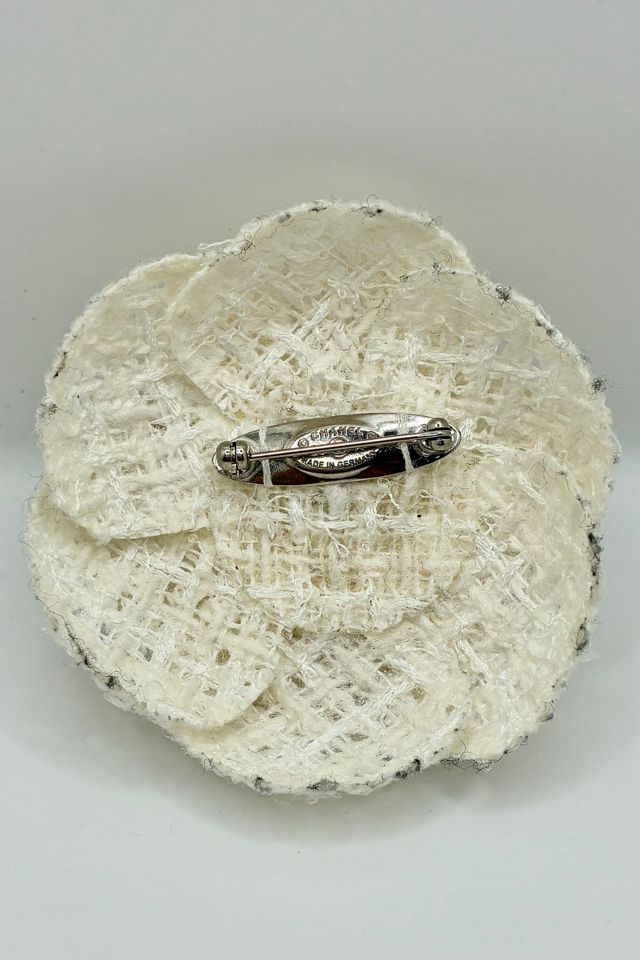 CHANEL Ecru Tweed Camellia Brooch Selected by The Curatorial Dept. #3